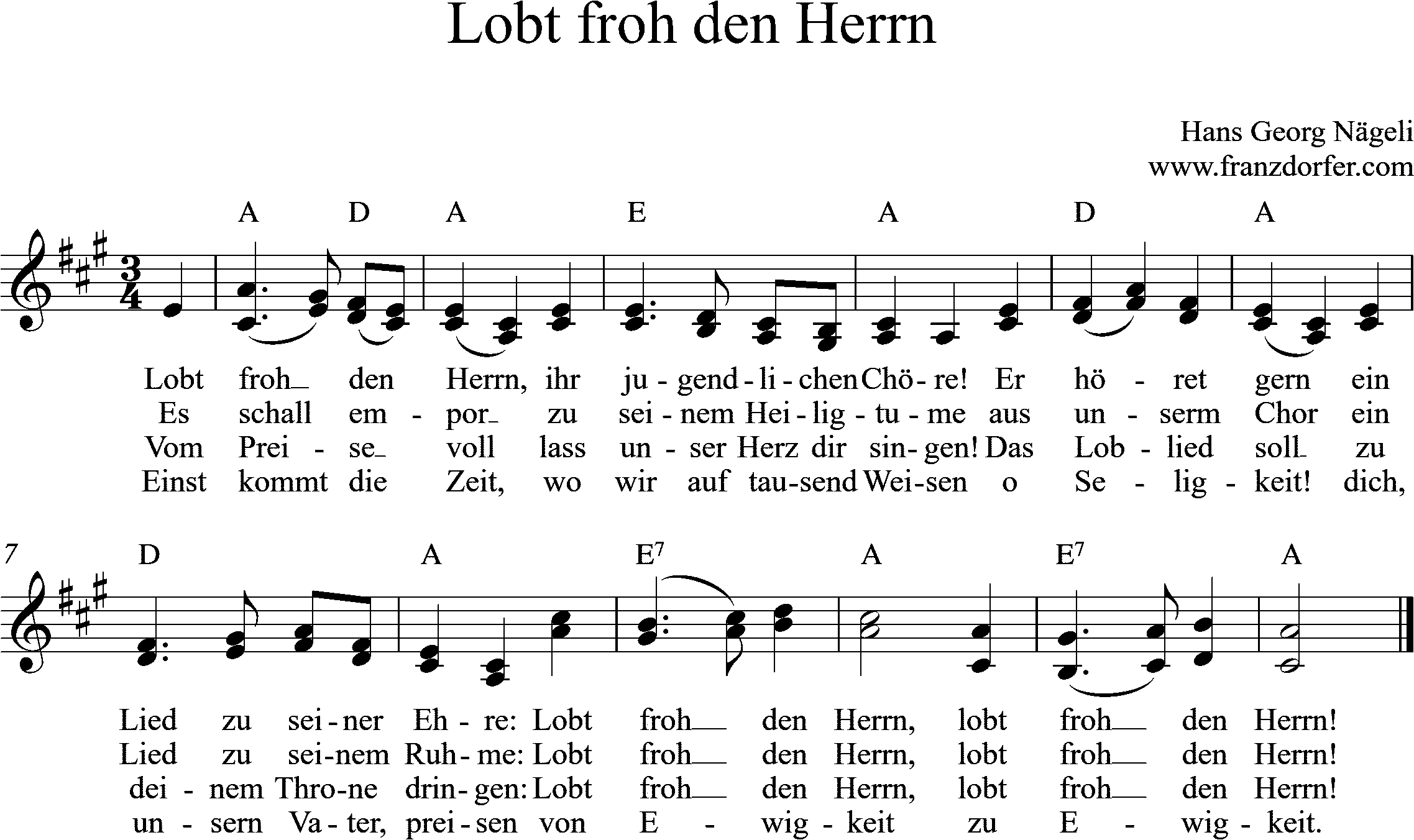 Noten, Akkorde, 2stimmig, Lobt froh den Herrn